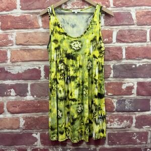 Earthbound Trading Co Dress Women's S Yellow Multicolor Boho Tie Dye Sundress